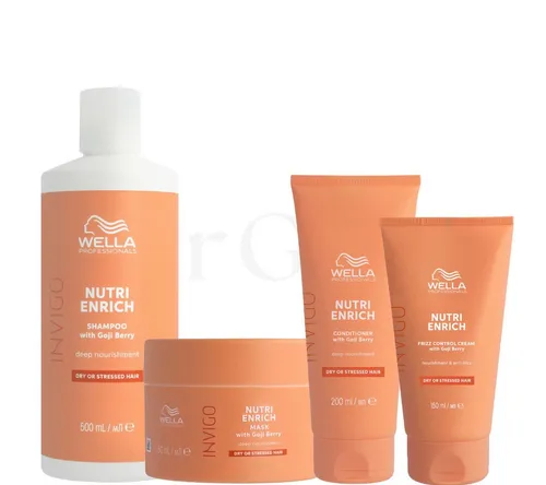 Wella Haarpflege-Set Invigo Nutri Enrich Bundle, 4-tlg. - Haarpflege-Sets für trockenes Haar, bietet intensive Feuchtigkeit und Frizz-Kontrolle für sofortige Geschmeidigkeit und Glanz.
