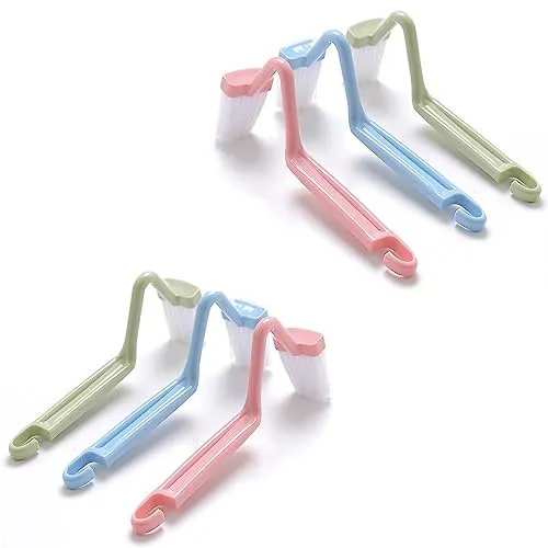 WUDQIJI Toilettenbürste WC Bürsten 6 Stück Toilettenbürste mit Randreiniger WC-Rand Kantenbürste Klobürste gebogen Langer Stiel Starken Borsten für reinigen Toiletten(Blau,Grün,Rosa)
