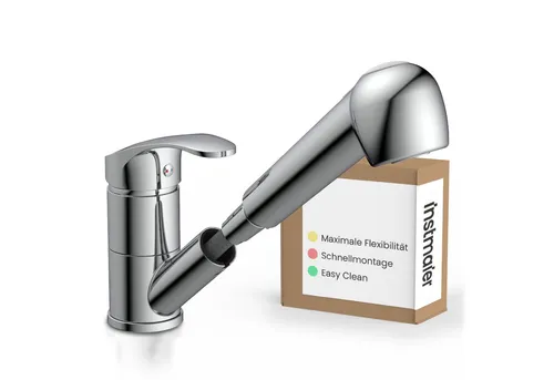 instmaier K2 Wasserhahn Küche - Ausziehbare Spültischarmatur mit 2 Strahlarten, ideal für müheloses Spülen und effizientes Abwaschen