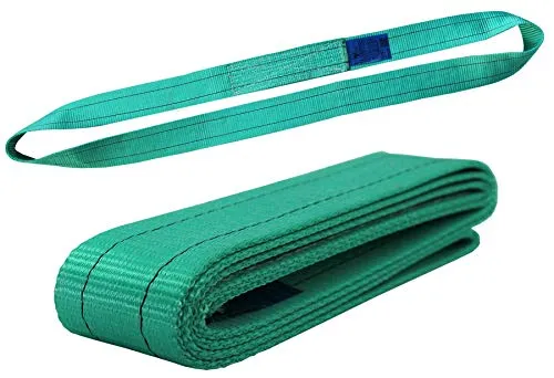 Einweg Endlosschlinge 2 Tonnen Tragfähigkeit 2,5 Meter Länge Hebebänder Bandschlinge Rundschlinge Hebeband Hebegurt aus Polyster mit Endschlaufen für Kran, Abschleppen Grün