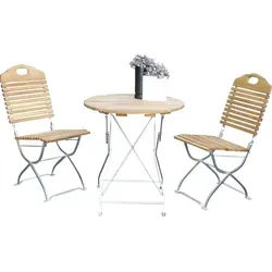TPFGarden Kurgarten Klappgarnitur Bad Belzig 3-teilig aus Robinienholz - Elegante Klappgarnitur für den Garten aus wetterfestem Robinienholz und robustem Stahlgestell. Ideal für Balkon und kleine Sitzecken, bietet sie Komfort und Langlebigkeit.