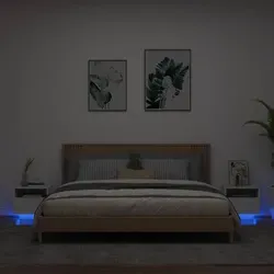 vidaXL Nachttische mit LED-Leuchten 2 Stk. Weiß