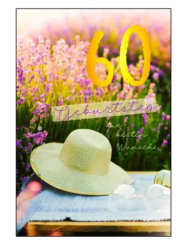 60. Geburtstag Geburtstagskarte Glückwunschkarte Blumen Grußkarte mit Umschlag