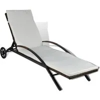 vidaXL Sonnenliege Poly Rattan Braun - Hochwertige Gartenliege aus witterungsbeständigem PE-Rattan mit verstellbarer Rückenlehne und abnehmbarer Polsterauflage für optimalen Komfort. Ideal für Garten und Terrasse.