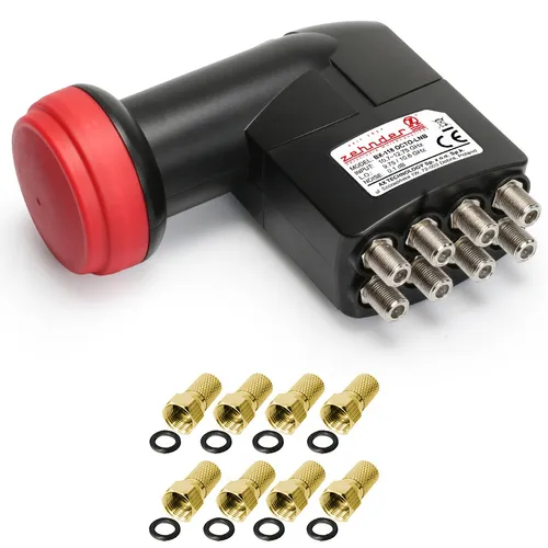 Zehnder Octo LNB BX-118 Universal-Octo-LNB für 8 Teilnehmer - LNBs für 8 Teilnehmer mit LTE Filter, ideal für Full HD, UHD, 4K und 8K Empfang, Rauschmaß von nur 0.1dB und robustem Wetterschutz.