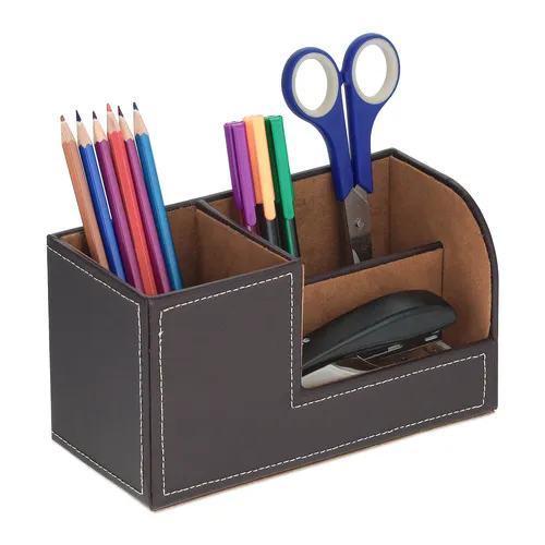 Schreibtisch Organizer Stiftehalter Büro-Organizer Kunstleder Stiftbox 3 Fächer