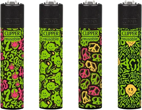 Clipper Feuerzeug 4er Set: (Acid Pattern) von sunmondo