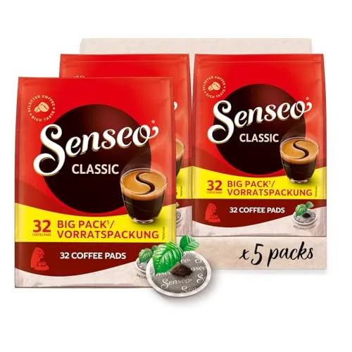 Senseo Pads Classic, Vorratspackung mit 160 Kaffeepads - Kaffeekapseln & Pads, ideal für Liebhaber von aromatischem Kaffee, genießen Sie 160 Tassen perfekten Kaffeegenuss.