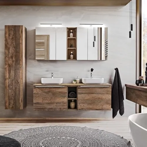 Lomadox Badmöbel Set Vintage Oak Eiche