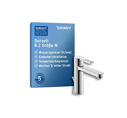 Duravit B21020 B.2 Waschtischarmatur - Touch-On-Wasserhahn für Badezimmerwaschbecken, mit langlebiger Keramikkartusche und wassersparendem Strahlformer für maximalen Komfort und Hygiene.