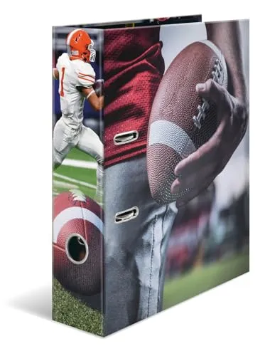 HERMA Aktenordner Motiv-Ordner A4 American Football (5 Stück) - Bunter Ringbuchordner im Sportdesign, ideal zum Organisieren von Dokumenten. Robuste Hebelmechanik und stabiler Karton sorgen für Langlebigkeit. Perfekt für Schule und Büro!
