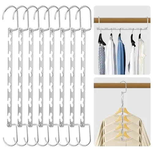 Stück KleiderbüGel Platzsparend,Kleiderbügel Verbindungshaken,Tragbar,Magic Metall Garderobe rutschfeste, Kleiderbügel Verbindungshaken,Kleiderorganisation für Hosen, Jeans, Anzüge und Röcke 8