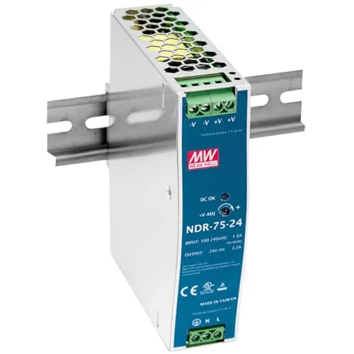 WITTKOWARE NDR-75-12 Industrie-Schaltnetzteil für 35mm DIN-Hutschiene, Ausgang: 12V/DC (per Poti einstellbar 12~14V), max. 6,3A, 75W