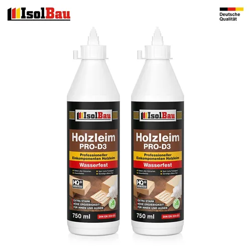 Holzleim D3 Weißleim Wasserfest 2 x 750 ml | 860 g Leim Holzkleber Innen & Außen
