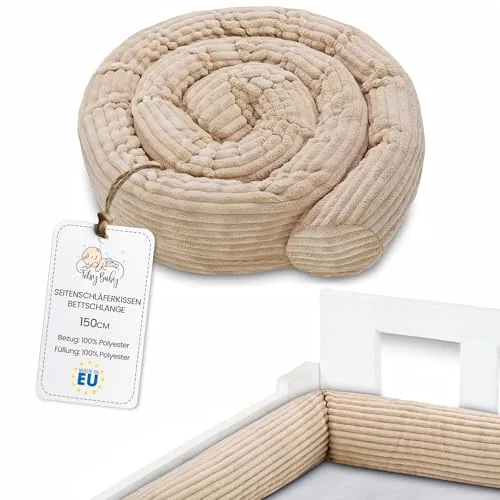 Totsy Baby Seitenschläferkissen Bettschlange Body Pillow 150 cm Lincoln - Kopfkissen lang Bettrolle Schlafkissen Nackenrolle Beige C