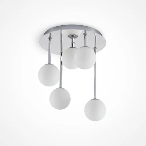 Lindby Deckenleuchte Chrissy, dimmbar, 5-flammig - Moderne Deckenleuchte aus Metall und Glas, dimmbar für stimmungsvolle Beleuchtung in jedem Raum. Ideal für Schlafzimmer, Wohnzimmer und Küche.