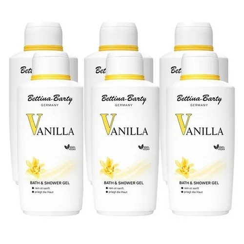 Bettina Barty Vanille Duschgel 6 x 500 ml - Duschgel für Damen mit herrlichem Vanilleduft. Ideal für alle Hauttypen, sorgt für ein erfrischendes Duscherlebnis. Praktischer Multipack mit 3000 ml.
