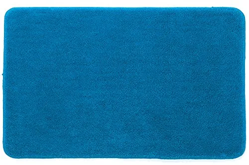 Spirella Badteppich Badematte Duschvorleger Hochflor | flauschig | rutschhemmend | geeignet für Fußbodenheizung | 50x80 cm | Blau, Polyester, Blue, 50x80x1.2 cm