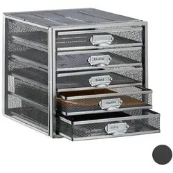 Schubladenbox Schreibtischorganizer 5 Fächer aus Stahl - Praktische Büroablage mit 5 Fächern, aus robustem Stahl für eine optimale Organisation und mehr Platz auf Ihrem Schreibtisch.