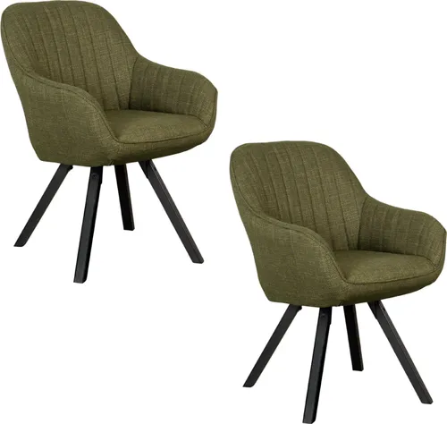 MR.DEKO Esszimmersessel 2er Set Matera green - Sessel, gepolstert und drehbar, bietet hohen Sitzkomfort und elegantes Design für Ihr Esszimmer.