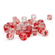 Chessex Würfel - 12mm - Nebula Red/silver LUMINARY (Würfelset 36 x W6) - leuchtet im Dunkeln 292735
