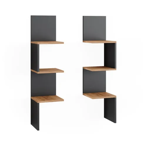 Vicco Eckregal Paolo 2er Set, Anthrazit/Goldkraft Eiche in grau von Vicco