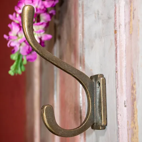 Kleiderhaken, Eisen, Antikmessing, Wandhaken für Flurgarderobe
