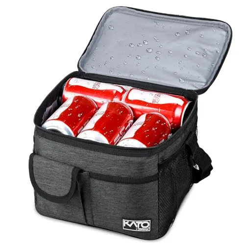 Kato Tirrinia Kühltasche Klein, 8L, Isolierte Lunchtasche für Arbeit, Studenten, Faltbar Auto Kühlbox, Tragbare Brotdose für Herren und Damen, Picknicktasche für Reise, Strand, Camping, Schwarz