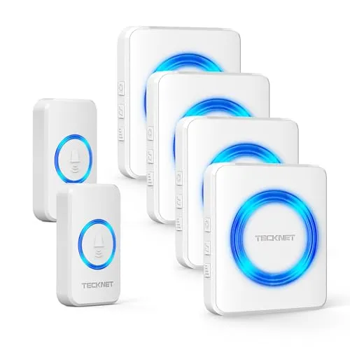 TECKNET Funkklingel mit 4 Plug-In-Empfänger und 2 Sendern von TECKNET