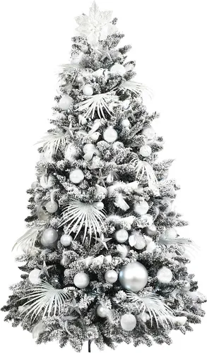 Geschmückter künstlicher weihnachtsbaum mit 139 Stk Kugeln POLAR WHITE 270 cm mit Metallständer