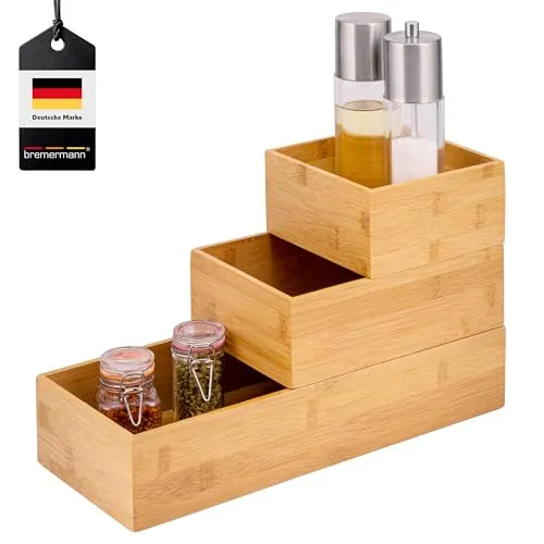 bremermann Aufbewahrungsboxen 3tlg, aus Bambus, DREI Größen, stapelbar