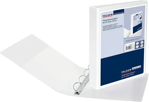 Falken Premium Präsentationsringbuch 4 Ring-Mechanik A4 50mm weiß Angebot Ordner