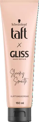 Taft x Gliss Glättungscreme Sleeky Smooth (150 ml) - Cremes & Lotionen fürs Haarstyling – Stylingcreme für glattes Haar ohne Glätteisen, mit Hitzeschutz und 89 % weniger Haarbruch für geschmeidiges, entwirrtes Haar.