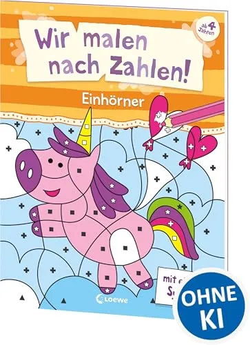Wir malen nach Zahlen! - Einhörner: Mit einfachen Symbolen - Beschäftigung für Kinder ab 4 Jahren - Hilft gegen Langeweile zu Hause oder unterwegs!