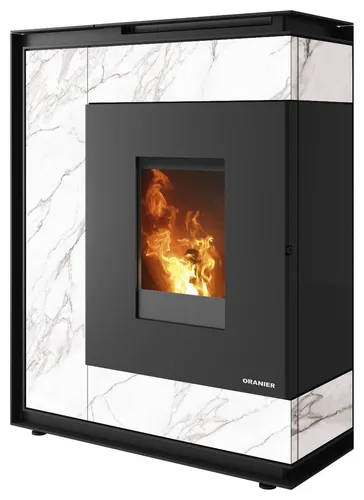 Oranier | Pelletofen | Boreas 2 | 8 kW | Marmorweiß | Rauchrohranschluss oben