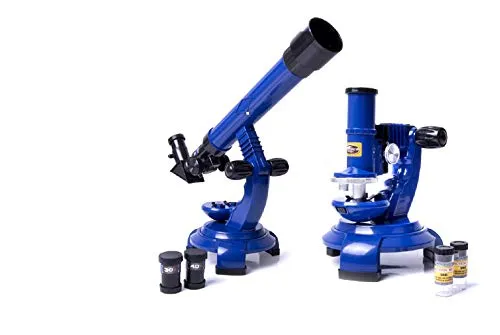 2in1 Teleskop & Mikroskop Set für Kinder ab 8 Jahren – Lernspielzeug mit 100x-450x Vergrößerung – Experimentierkasten Jungen & Mädchen, Mehrfarbig, PVC