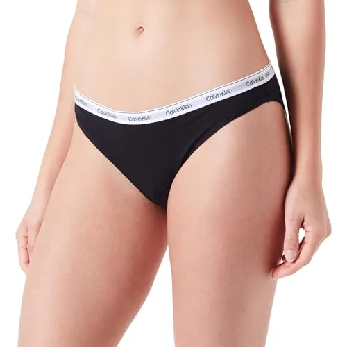 Calvin Klein Damen Slip Bikini Form mit Logobund, Schwarz (Black), S