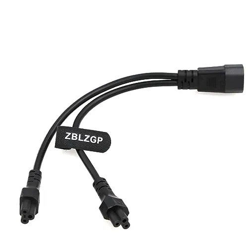ZBLZGP C14 auf 2XC5 Splitter-Netzstecker, kurzes Kabel, einzelner IEC 320 C14-Stecker auf Dual-C5-Buchse, Y-Splitter-Adapterkabel für Computer-Host-Display, 30 cm