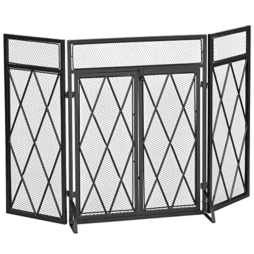 HOMCOM Funkenschutzgitter 120 x 79 cm schwarz