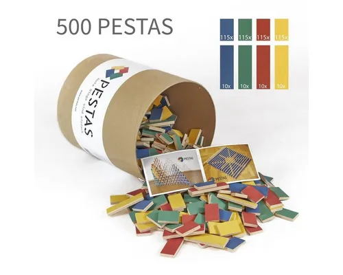 Pestas Spielesammlung 500 bunte Dominosteine aus Birkensperrholz in einer Box