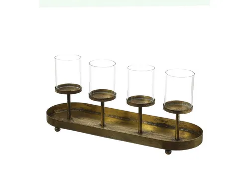 MARELIDA Kerzenhalter Kerzenständer Advent Kerzenhalter Kerzentablettt Adventskranz gold