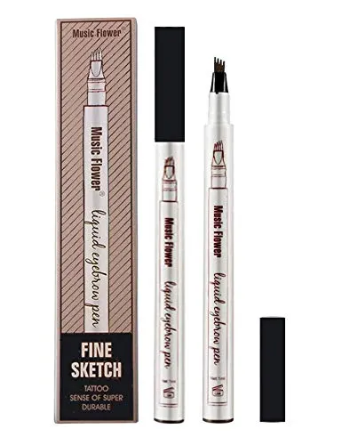 Augenbrauen Tattoo Stift für Augen Make up Bleistift mit einem Micro Fork Tip-Applikator - 24 Stunden wasserdichter, lang anhaltender Fleck (Schwarz)