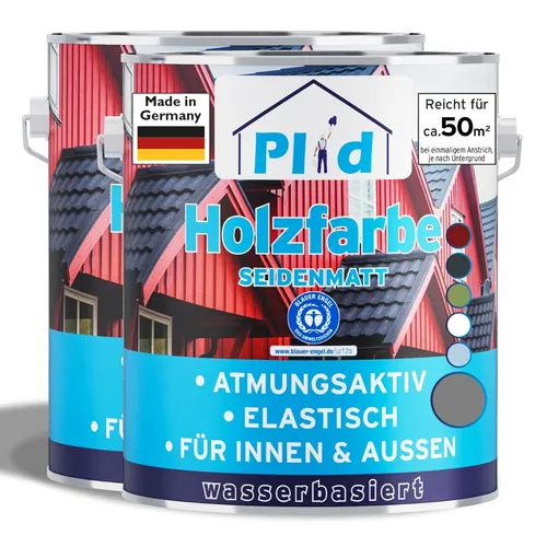 Holzfarbe 5l Silbergrau - Schnelltrocknend für 50m² - Lacke für Holz mit satinierter Oberfläche, ideal für schnelle Projekte. Überstreichbar nach nur 6 Stunden, um Zeit zu sparen.
