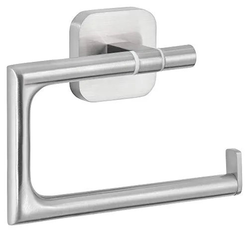 tesa ESTEETIC Toilettenpapierhalter ohne Deckel, verchromt - Badezimmerablagen & -regale, elegante Wandmontage ohne Bohren dank tesa Power.Kit Technologie – ideal für Mietwohnungen!
