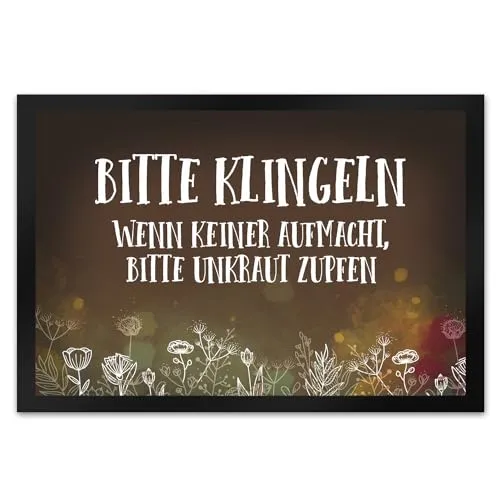 trendaffe - Bitte klingeln - Unkraut Fußmatte XL mit Blumen Motiv