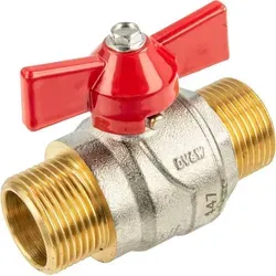 Tecuro - Kugelhahn, Beidseitig Außengewinde G 3/4 Zoll (dn 20) Flügelgriff, Messing Vernickelt