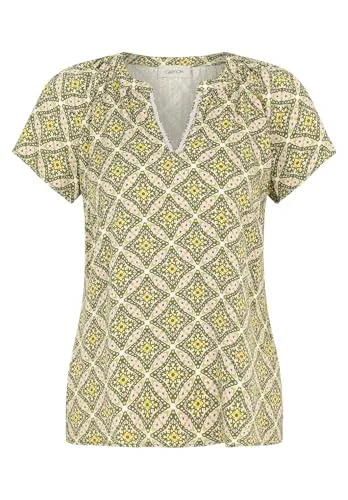 Cartoon Damen Blusenshirt mit Muster 40, Grün/Violett