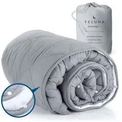 Wohndecke Feluna Wohndecke – 4-Jahreszeiten Steppdecke zweiteilig, Duo Bettdecke, Feluna, Zweiteilige Steppdecke mit Druckknöpfe, Winter- & Sommerdecke grau 155 cm x 200 cm