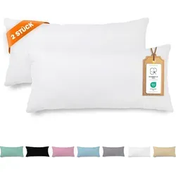 Veluna Home Kissenbezug 40x80cm - 100% Baumwolle(2er-Set) - Weiß - Dicht gewebt mit 57 Fäden/cm2 - Kopfkissenbezug - - Renforcé - Weiß