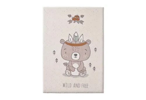 TaraCarpet Kinderteppich Wild and Free Bär 80x150 - Kurzflor-Teppich, kuschelig weich und ideal für das Kinderzimmer, sorgt für ein gemütliches Ambiente mit süßem Bär-Motiv.